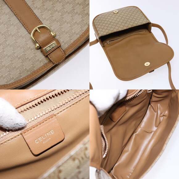 CELINE Macadam Canvas Shoulder Bag Pvc Beige Gold - Picture 11 of 12